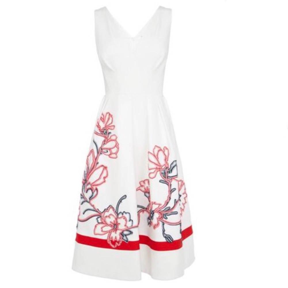 Karen Millen full skirted ribbon appliqué dress